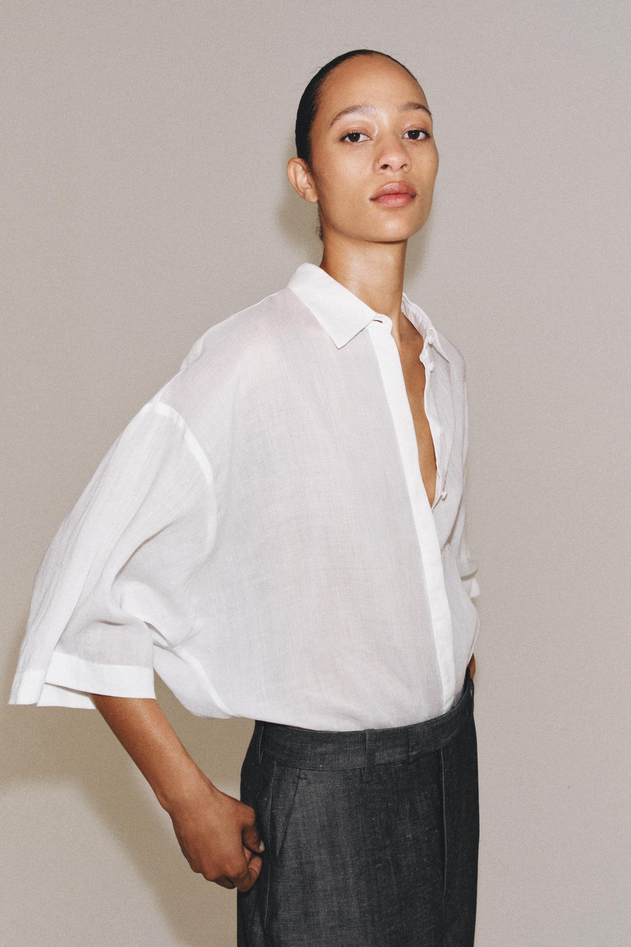 CHEMISE OVERSIZE AVEC RAMIE ZW COLLECTION